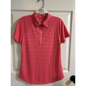 JOFIT Women's Golf Tennis Shirt Blouse Top Size S Coral Stripes